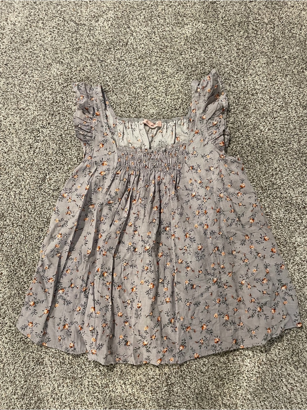 Ces Femme Lavender-Gray Floral Smocked Tank Top